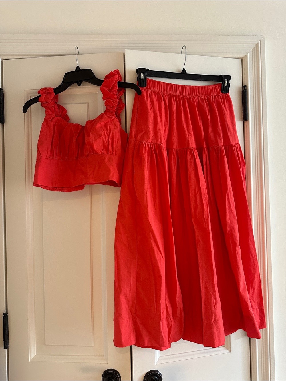 Abercrombie & Fitch Red Crop Top and Midi Skirt Set